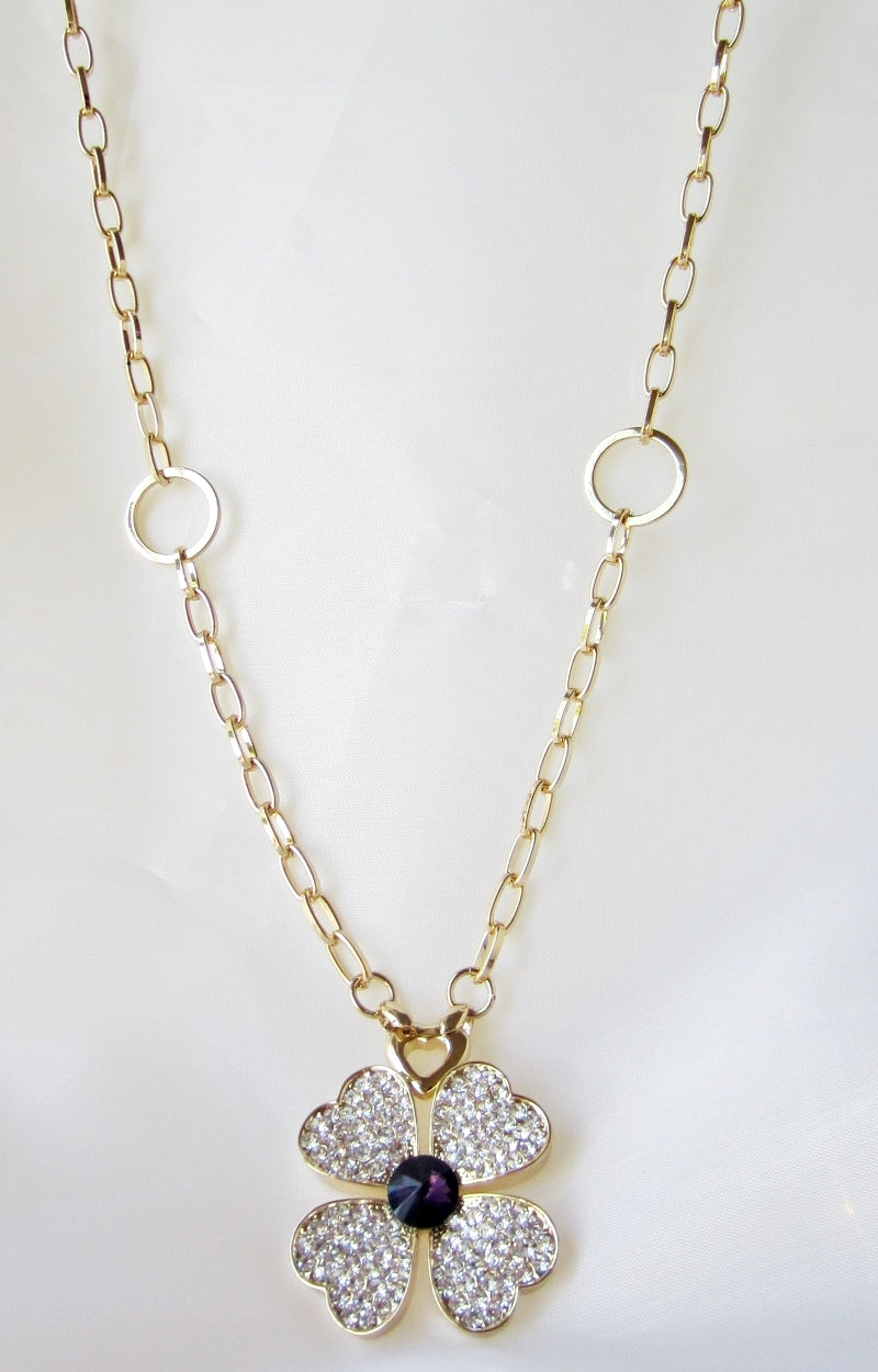 Collar flor con zirconios